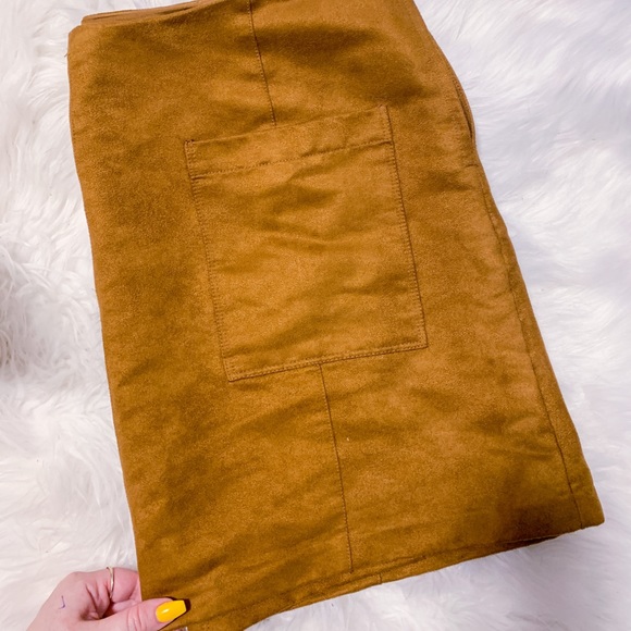 Brown Faux Suede Mini Skirt - Picture 3 of 4
